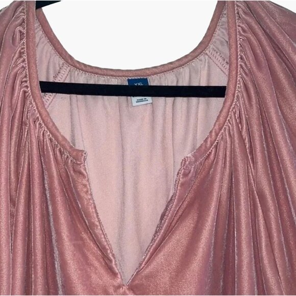 Old Navy Pink Velvet Split Neck Top Women's Plus SIze XXL New without Tags Soft - Picture 4 of 6